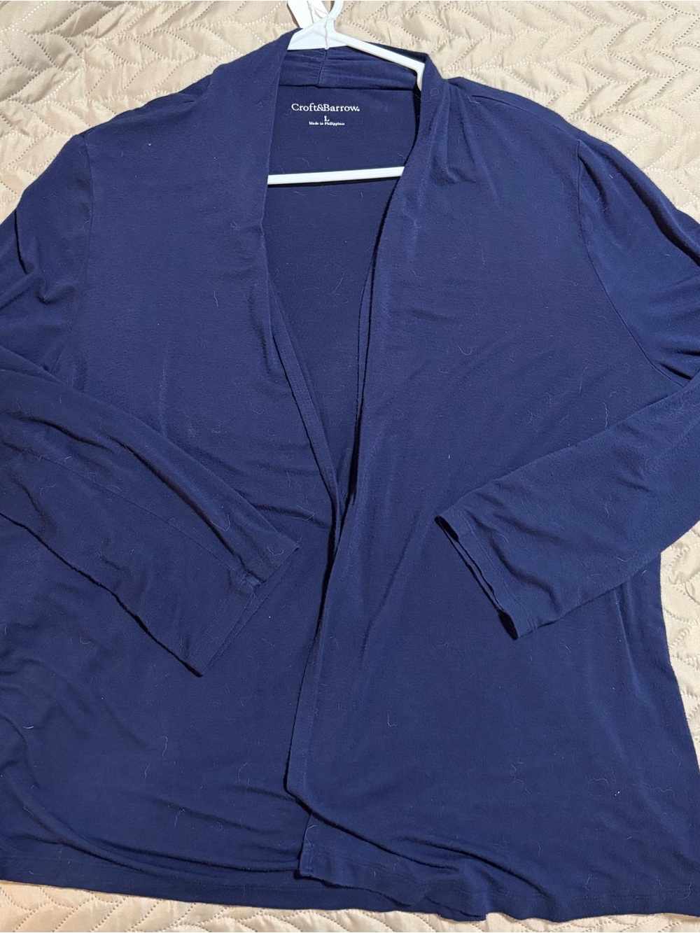 croft & barrow navy open-front drape cardigan